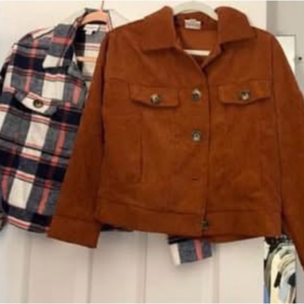 LuLaRoe Brown Jacket and Plaid Coat Set